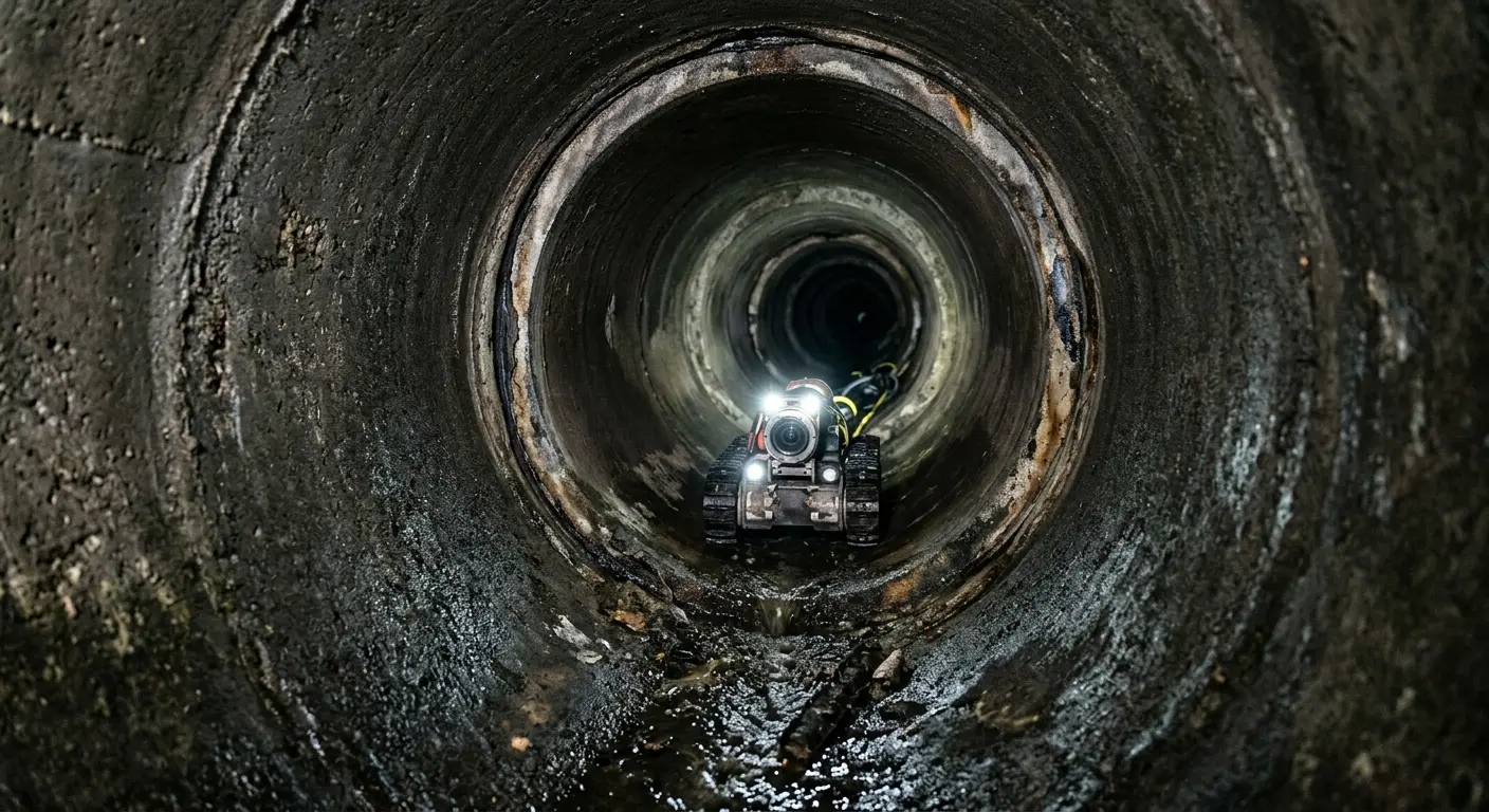Robotic sewer camera inspecting pipe interior for Sewer Line Repair in Allamuchy